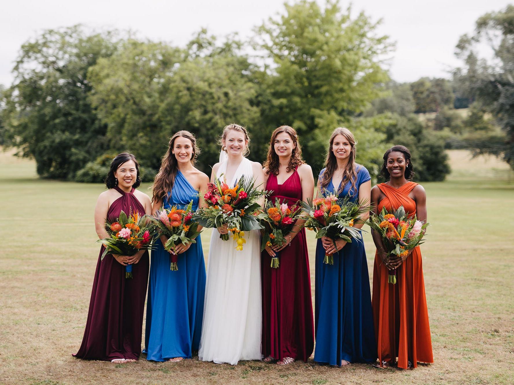 bridesmaid dresses wear multiple ways Long Dark Blue Multi-Way Bridesmaid Dress, Women Summer Dress,Converti –  Cutedressy main image 0