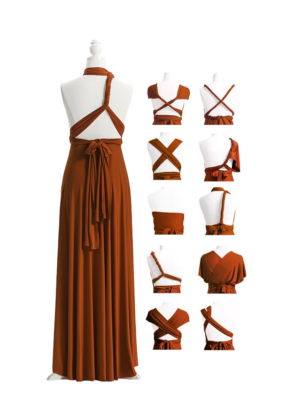 72Styles Burnt Orange Long Multiway Infinity Dress Back Styles