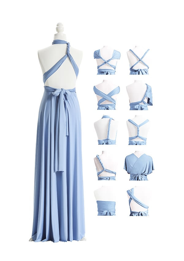 72 Styles Dusty Blue Long Multiway Convertible Infinity Dress Back Styles