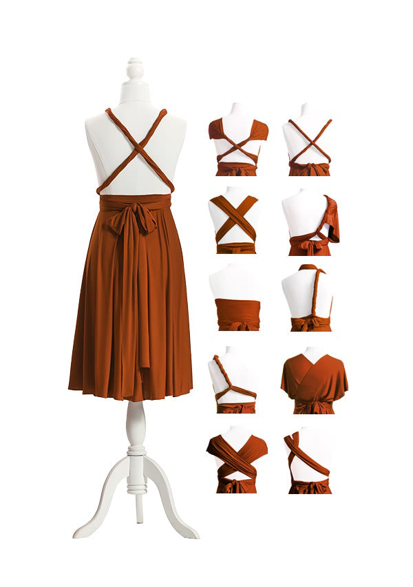 72Styles Burnt Orange Short Multiway Infinity Dress Back Styles