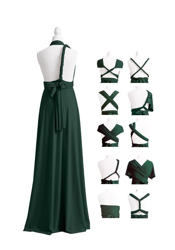 Dark Green Maxi Multiway Infinity Dress Back Styles
