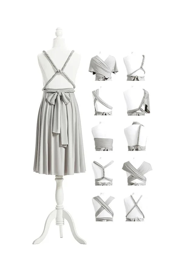 72Styles Silver Grey Short Multiway Infinity Dress Back Styles