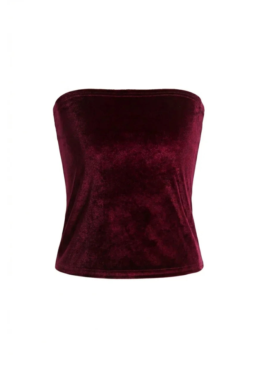 Strapless Velvet Bandeau Tube Top for Infinity Convertible Multiway Dress