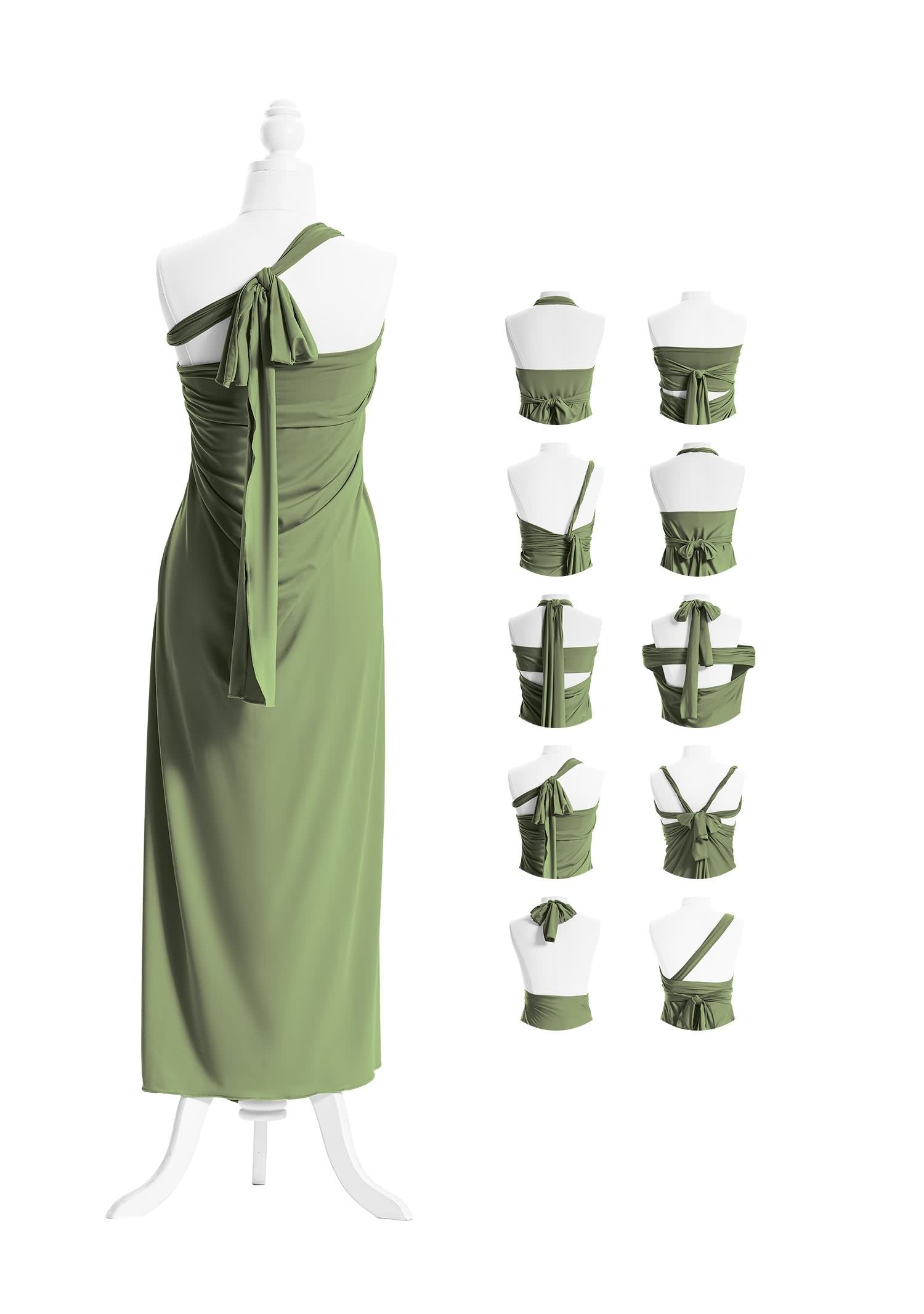 SandSea™ Long Olive Green Infinity Beach Dress Back Styles