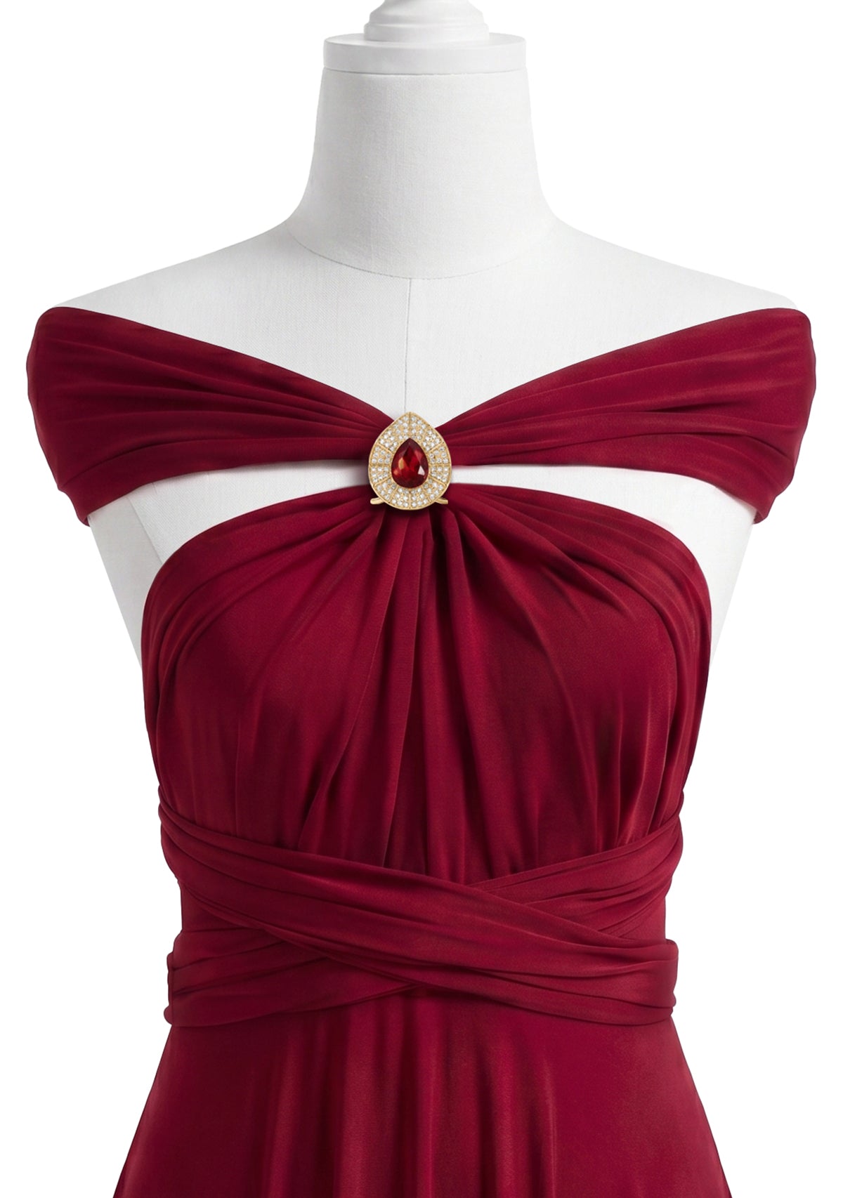 Red Rhinestone Teardrop Strap Buckle for Infinity Dress