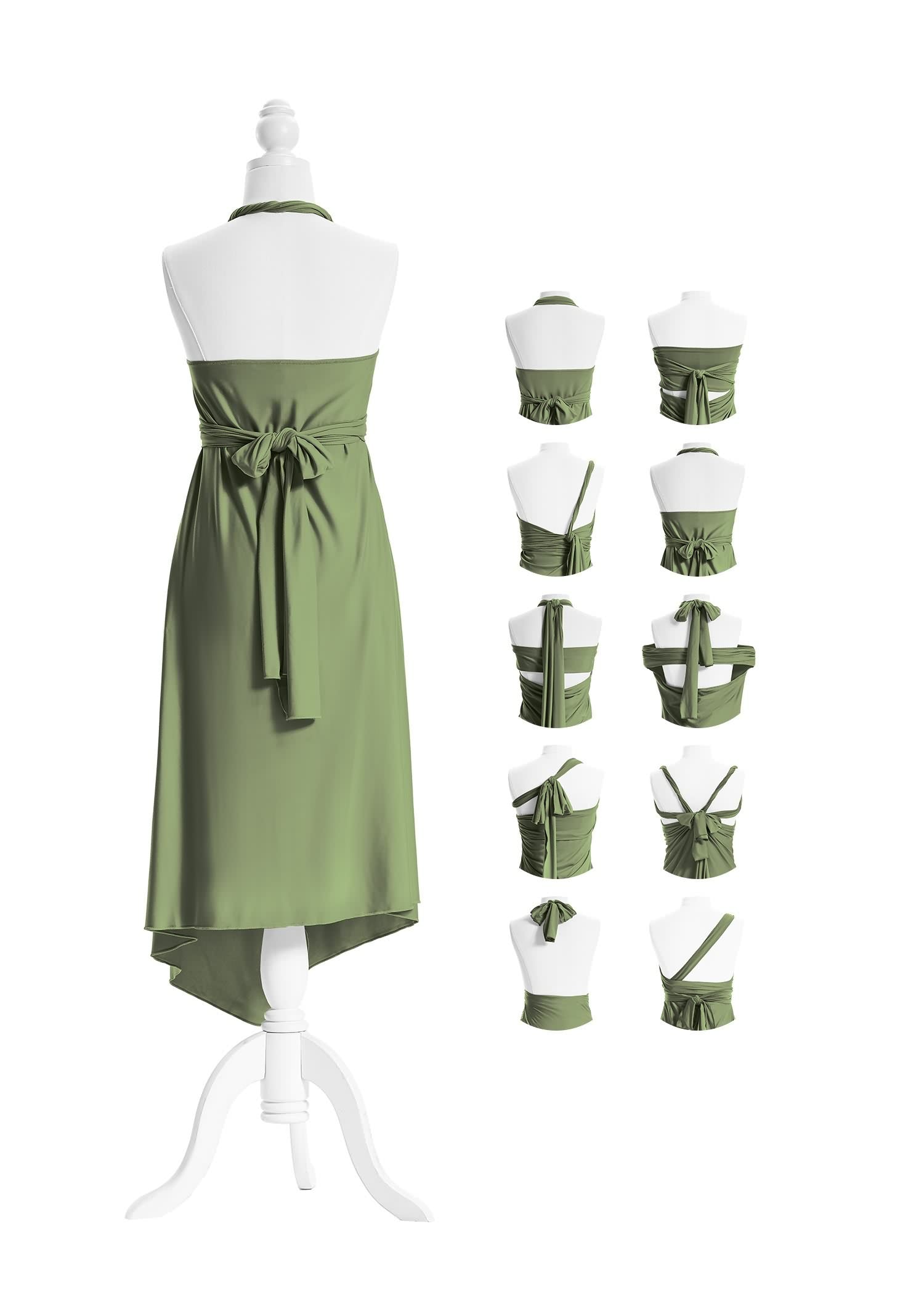 SandSea™ Short Olive Green Infinity Beach Dress Back Styles