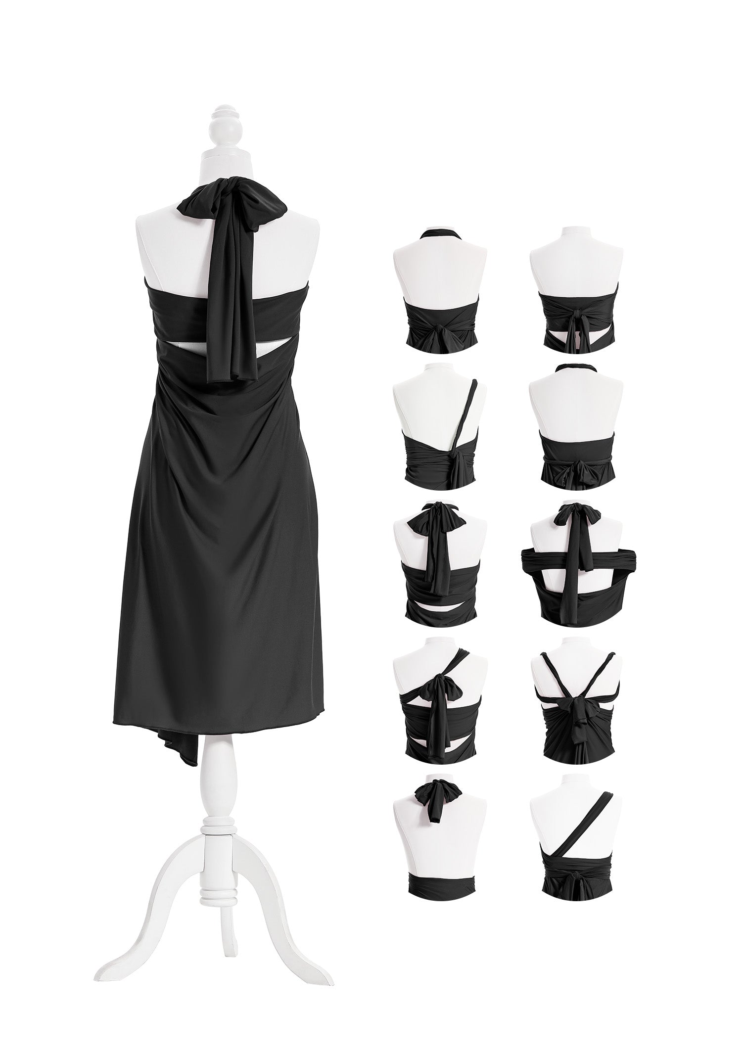 SandSea™ Black Short Infinity Beach Dress Back Styles