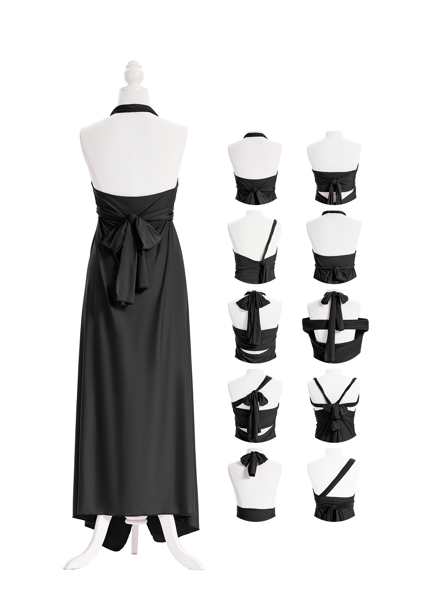 SandSea™ Black Long Infinity Beach Dress Back Styles