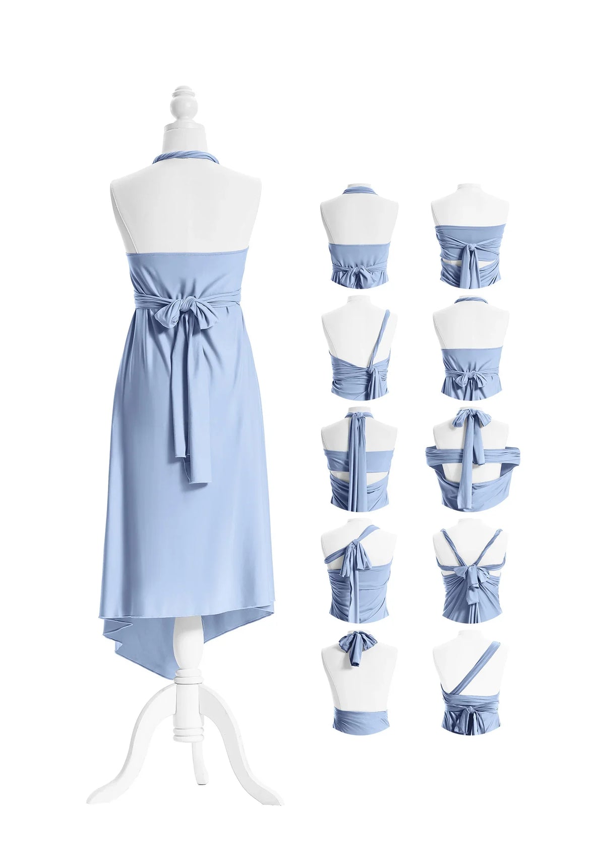 SandSea™ Dusty Blue Short Infinity Beach Dress Back Styles