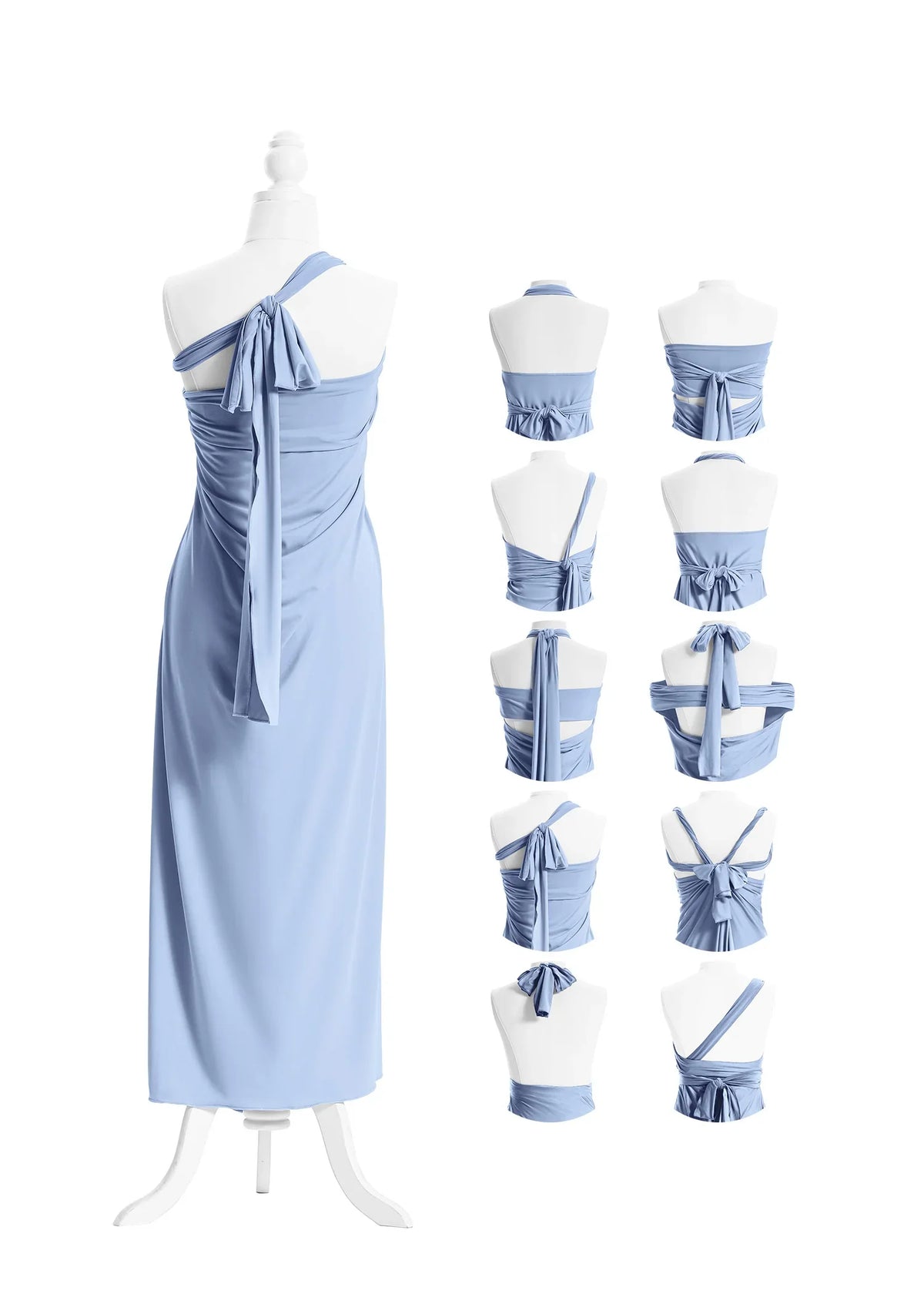 SandSea™ Dusty Blue Long Infinity Beach Dress Back Styles