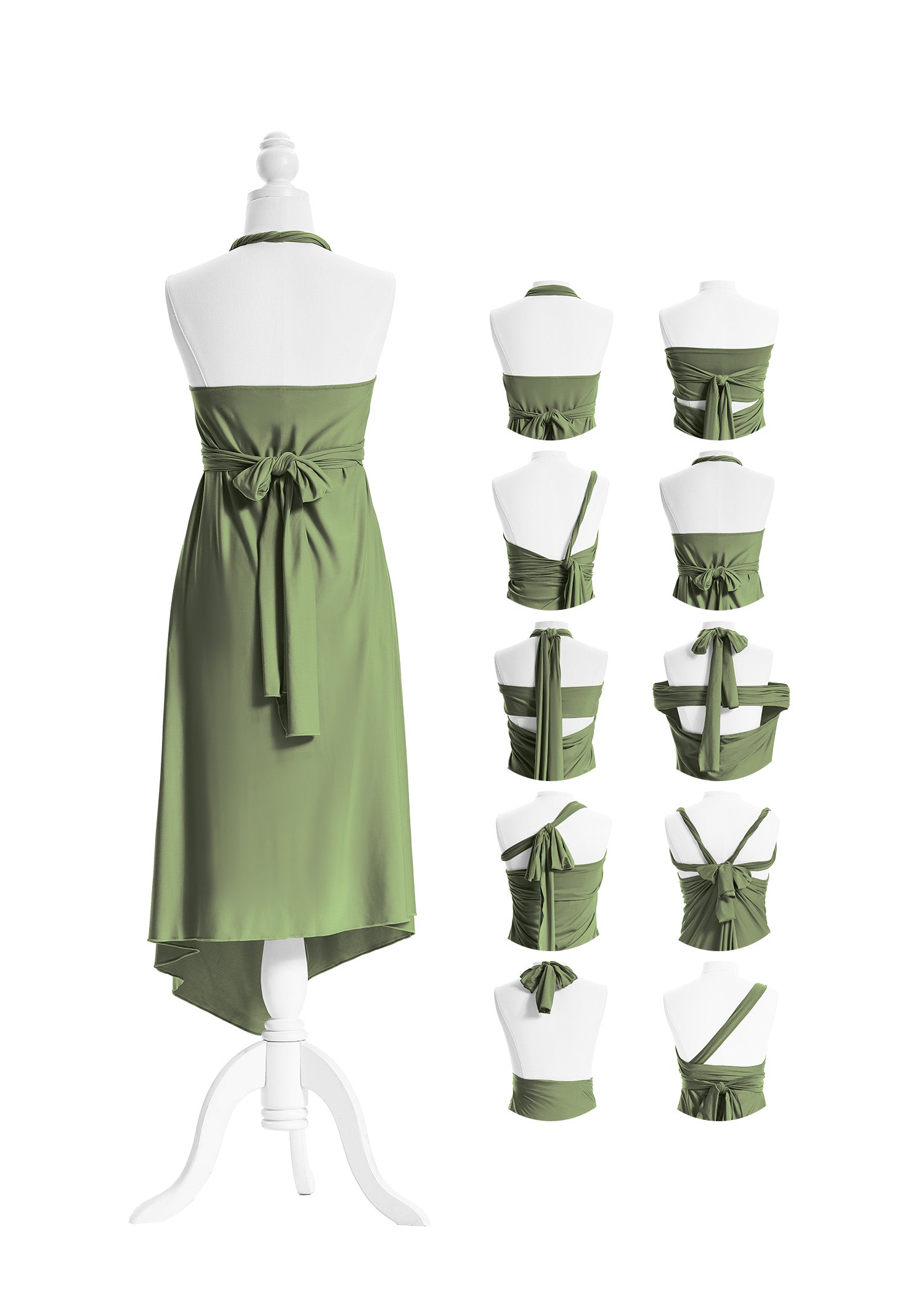 SandSea™ Olive Green Short Infinity Beach Dress Back Styles