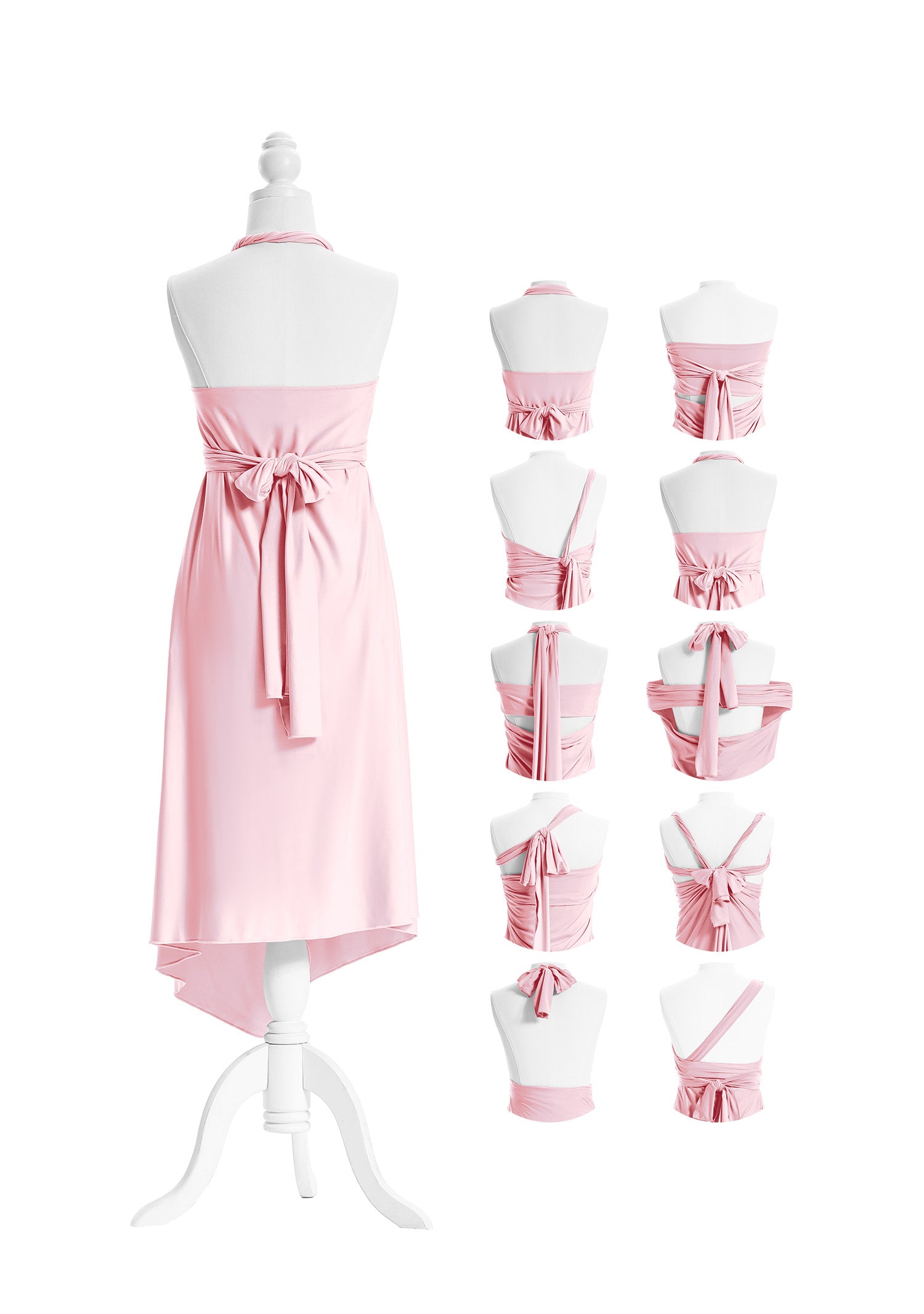 SandSea™ Blush Pink Short Infinity Beach Dress Back Styles