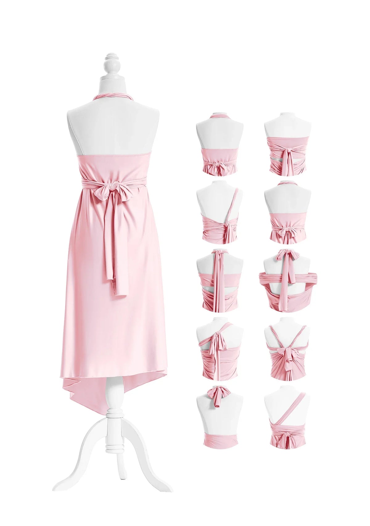 SandSea™ Blush Pink Short Infinity Beach Dress Back Styles