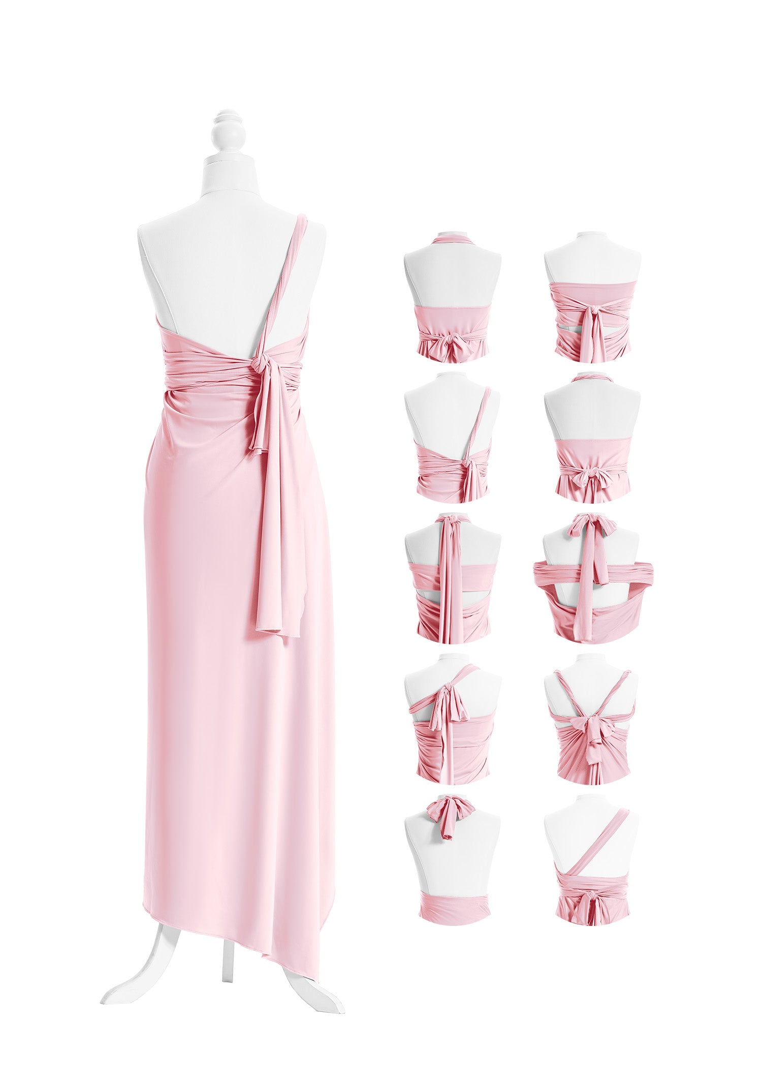 SandSea™ Blush Pink Long Infinity Beach Dress Back Styles