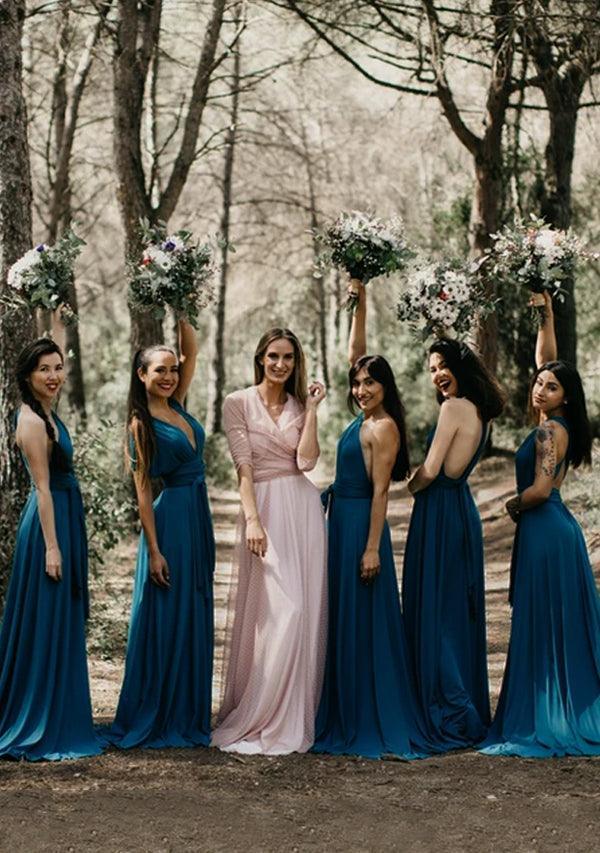 infinity dress teal blue Teal Blue Bridesmaid Dress Infinity Dress Wrap Dress Convertible Dress -S159#