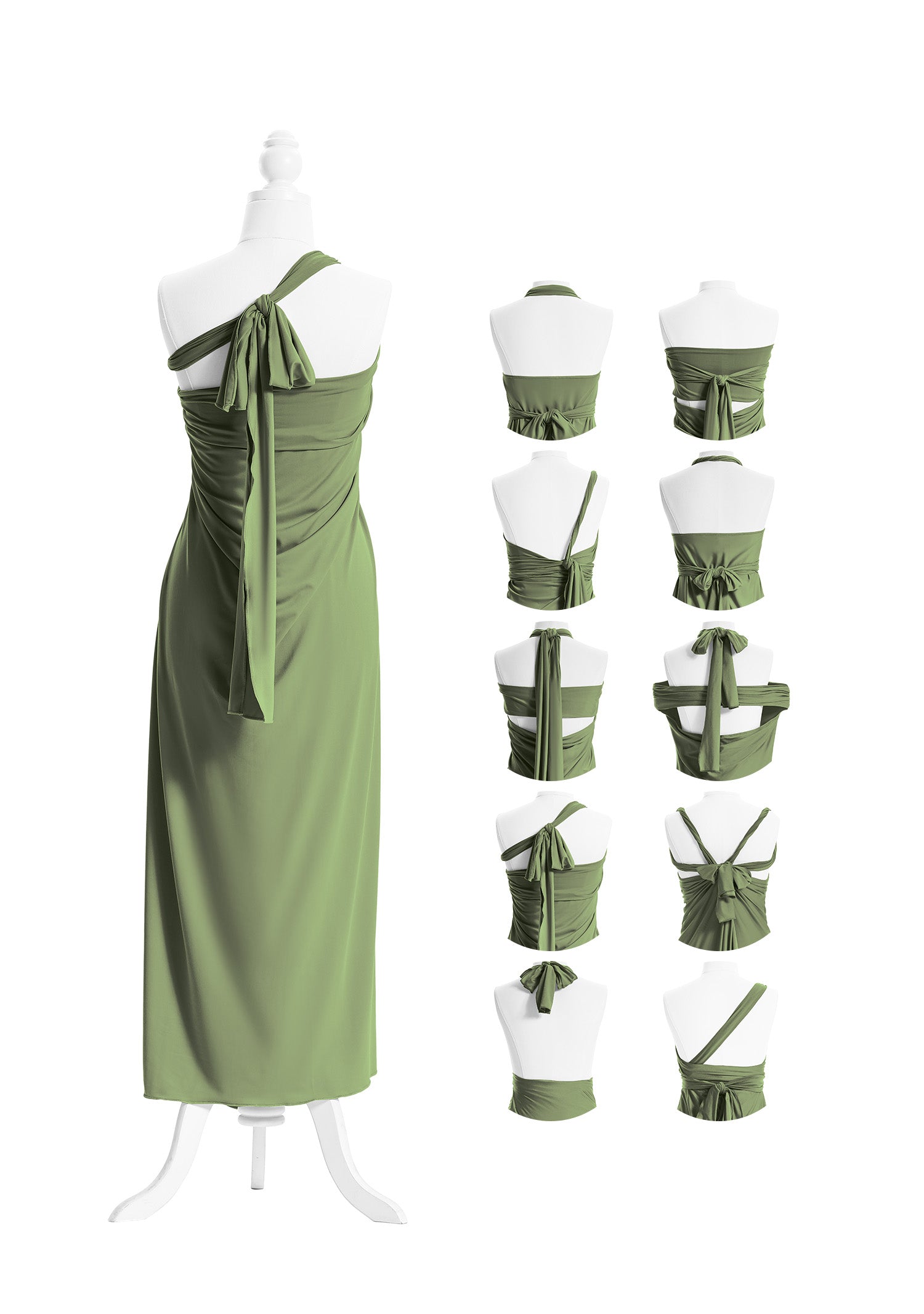 SandSea™ Olive Green Long Infinity Beach Dress Back Styles