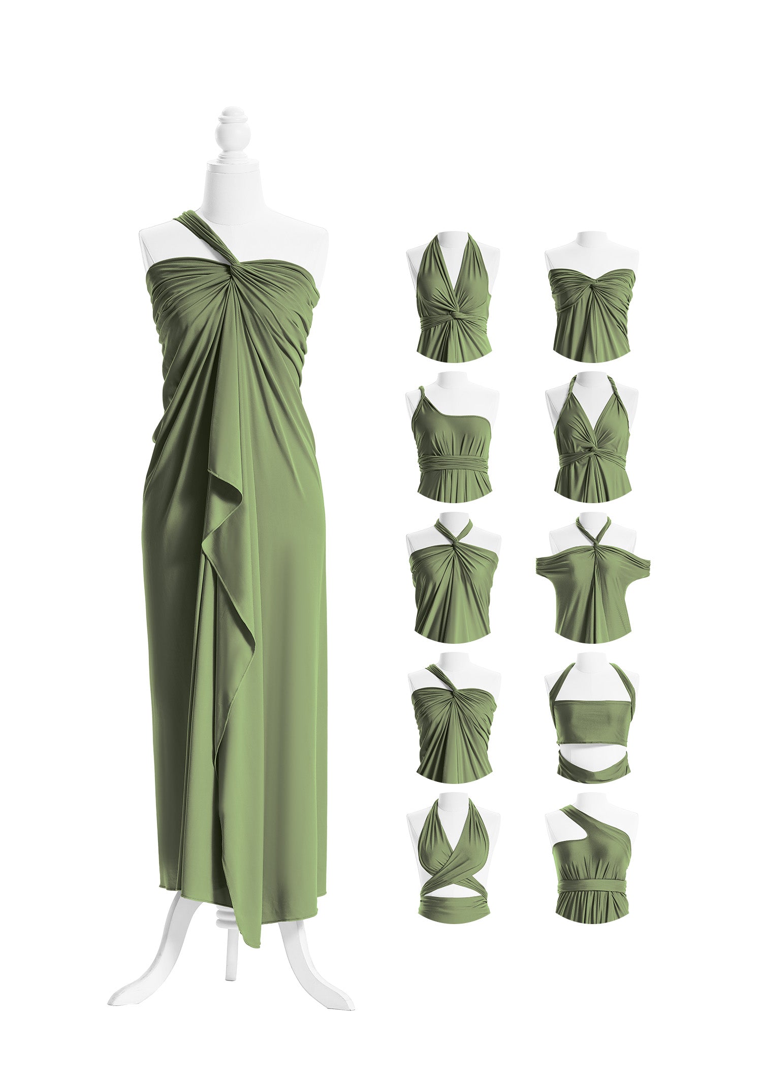 SandSea™ Olive Green Long Infinity Beach Dress