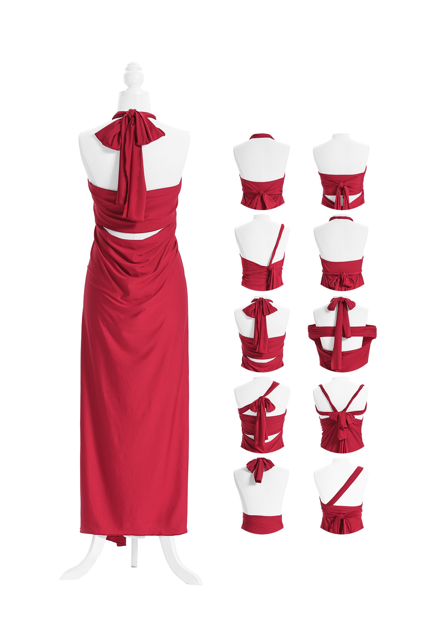 SandSea™ Red Long Infinity Beach Dress Back Styles